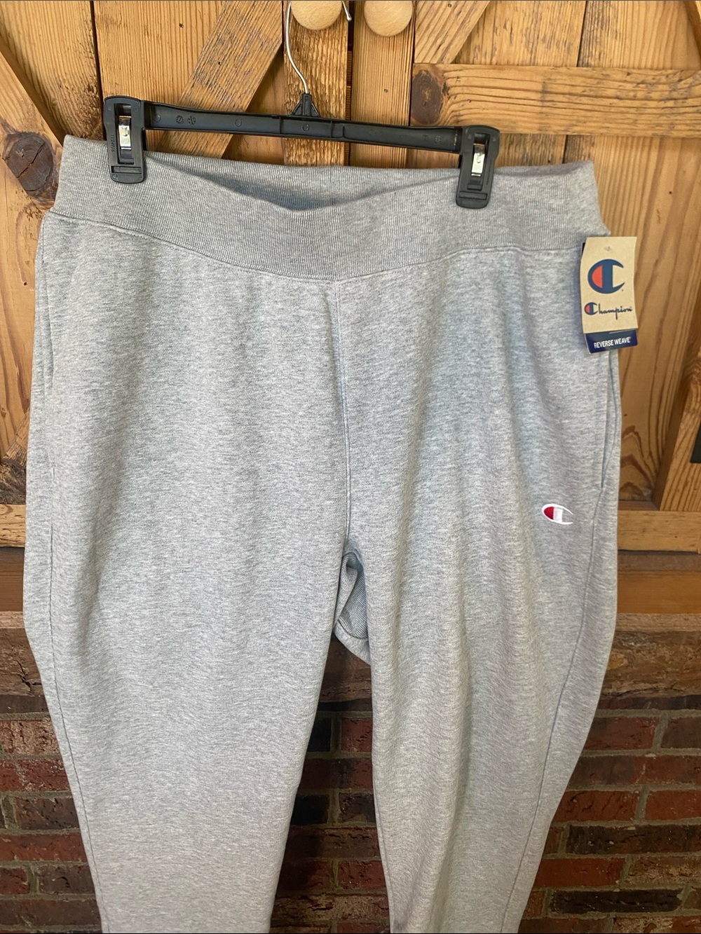 Champion Light Gray Heavyweight Jogger Sweatpants reverse weave. Uni-sex